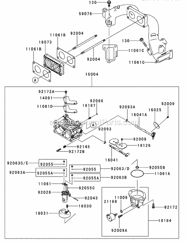 Kawasaki Fx1000-S09 Carburetor Diagram and Parts List for S7237-KW 53DI8DU8050 Cub Cadet Sprayer